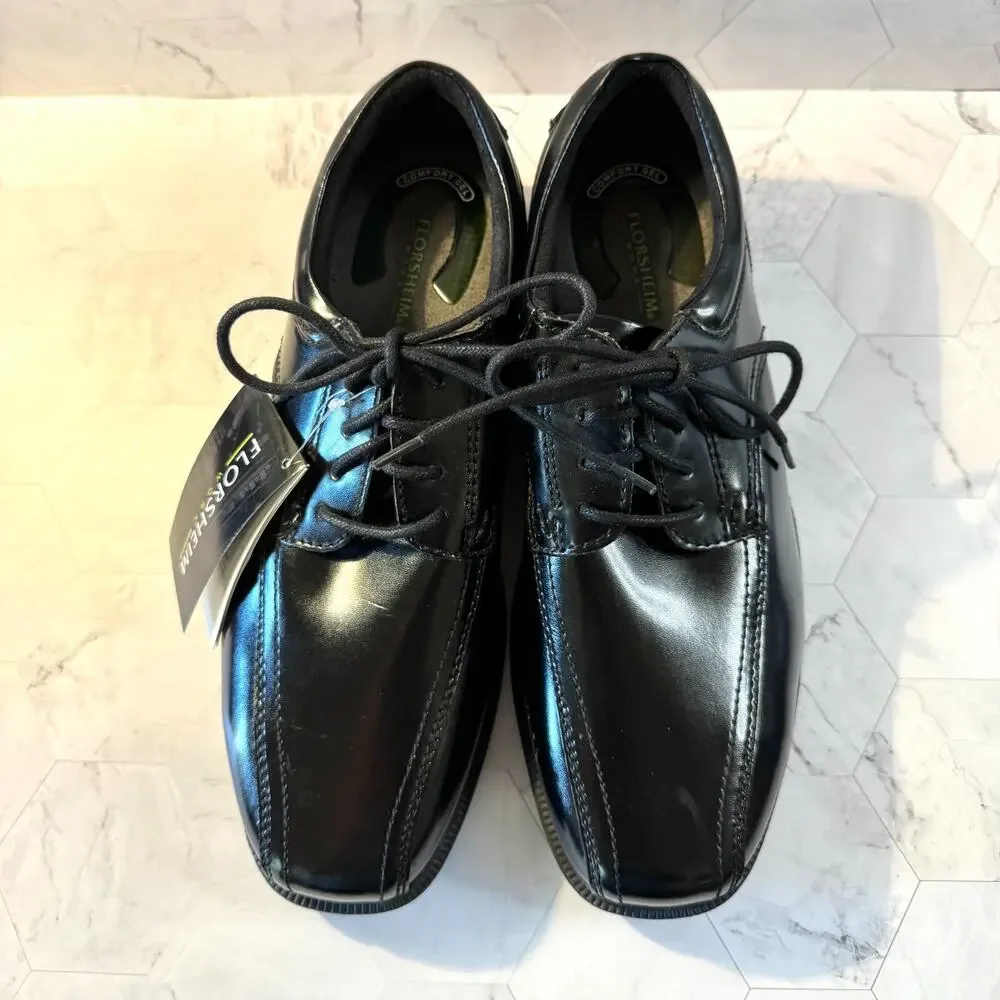 NWT Florsheim Shoes Work ASTM F2413 Steel Toe Slip Resist Black Mens 9D Classic